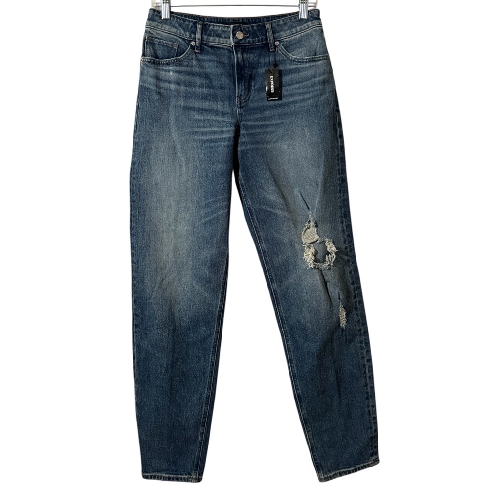 NWT Express Relaxed Tapered Leg Mid Rise Distressed Denim Jeans Conscious Edit 2